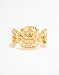 Gold Plated Filigree Oval Band Ring