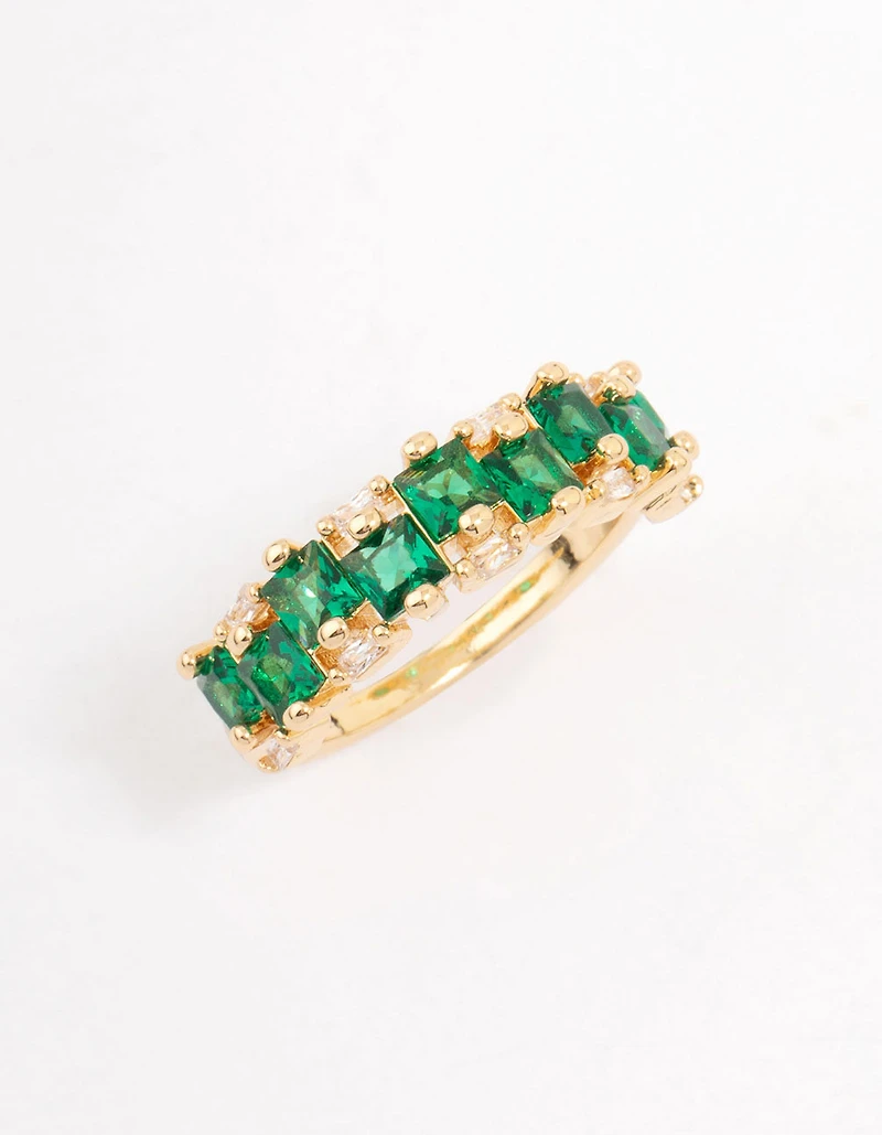 Bague en émeraude échelonnée plaquée or