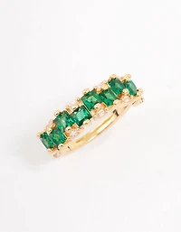 Bague en émeraude échelonnée plaquée or