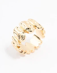 Gold Plated Molten Stone Band Ring