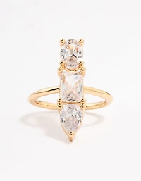 Gold Plated Linear Cubic Zirconia Row Ring