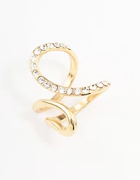 Gold Plated Diamante Trail Swirl Ring