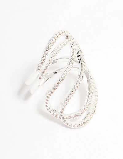 Lovely Silver Ribbon Cubic Zirconia Ring