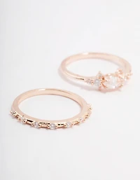 Rose Gold Plated Fine Marquise Stacking Ring 3-Pack