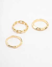 Gold Plated Chain Link Stacking Ring 3-Pack