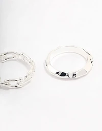 Silver Plated Chain Link Stacking Ring Pack