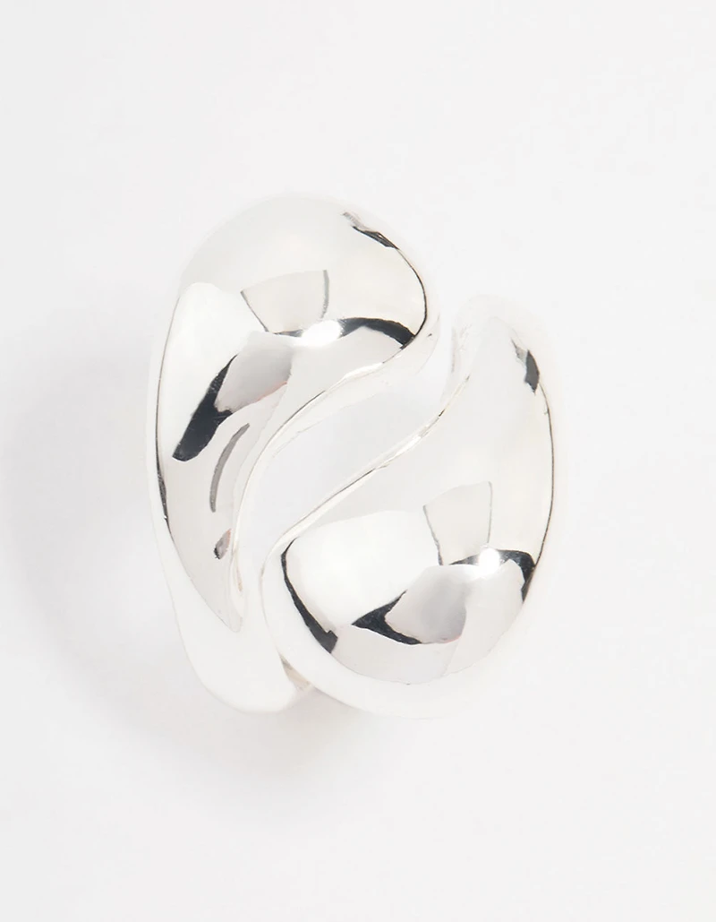 Anneau tourbillonnant empilé plaqué argent