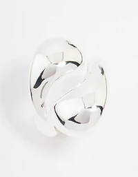 Anneau tourbillonnant empilé plaqué argent