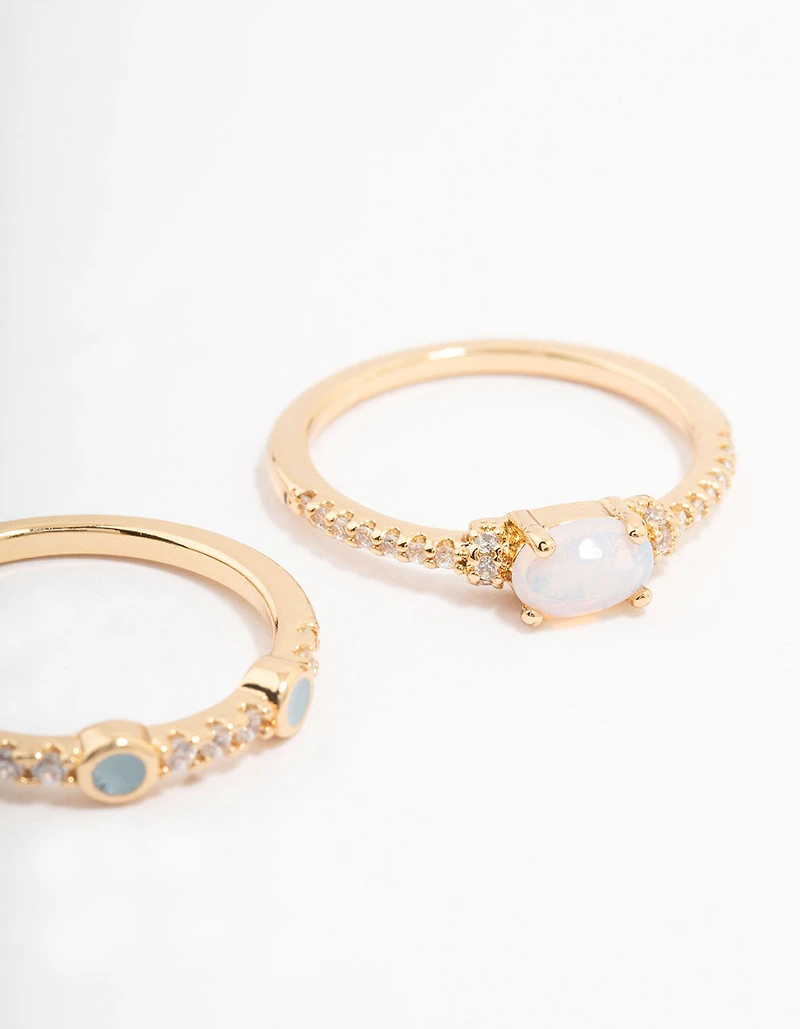 Gold Plated Oval Bezel Stacking Rings
