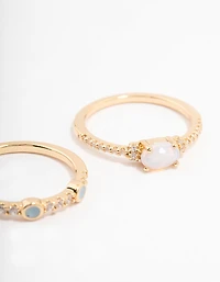 Gold Plated Oval Bezel Stacking Rings