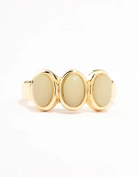 Gold Plated Trio Oval Stone Ring