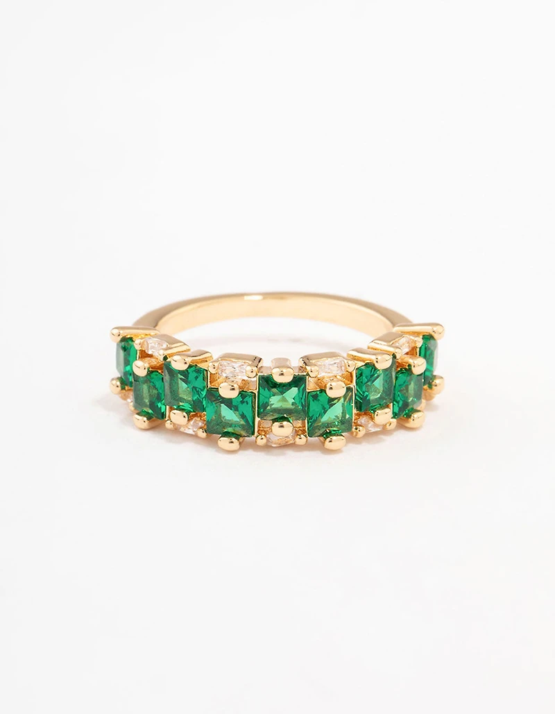 Bague en émeraude échelonnée plaquée or