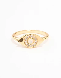 Gold Plated Opulent Cubic Zirconia Evil Eye Ring