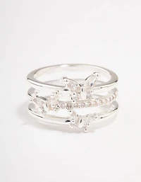 Silver Plated Butterfly Band Ring