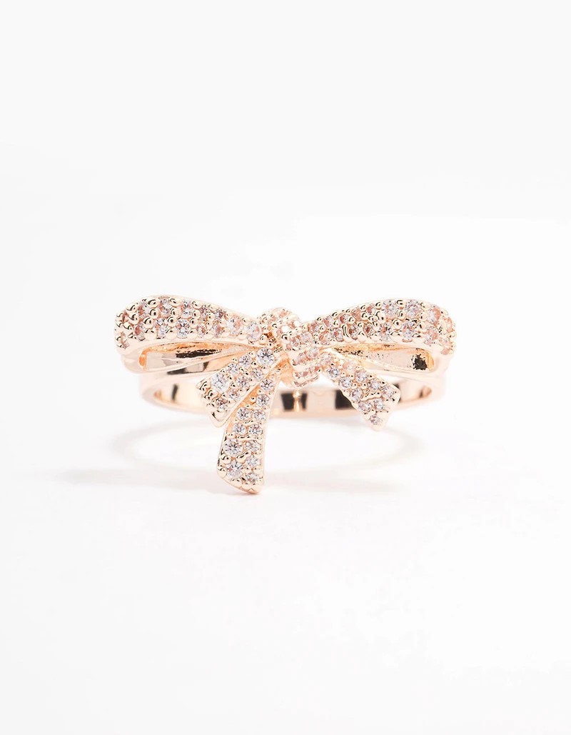 Rose Gold Cubic Zirconia Bow Ring
