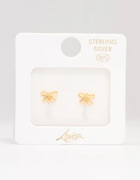 Gold Plated Sterling Silver Bow & Pear Earrings