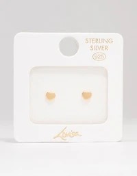 Gold Plated Sterling Silver Heart Stud Earrings