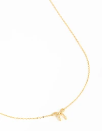 Gold Plated Sterling Silver Cubic Zirconia Bow Necklace