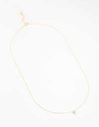 Gold Plated Sterling Silver Cubic Zirconia Cross Necklace