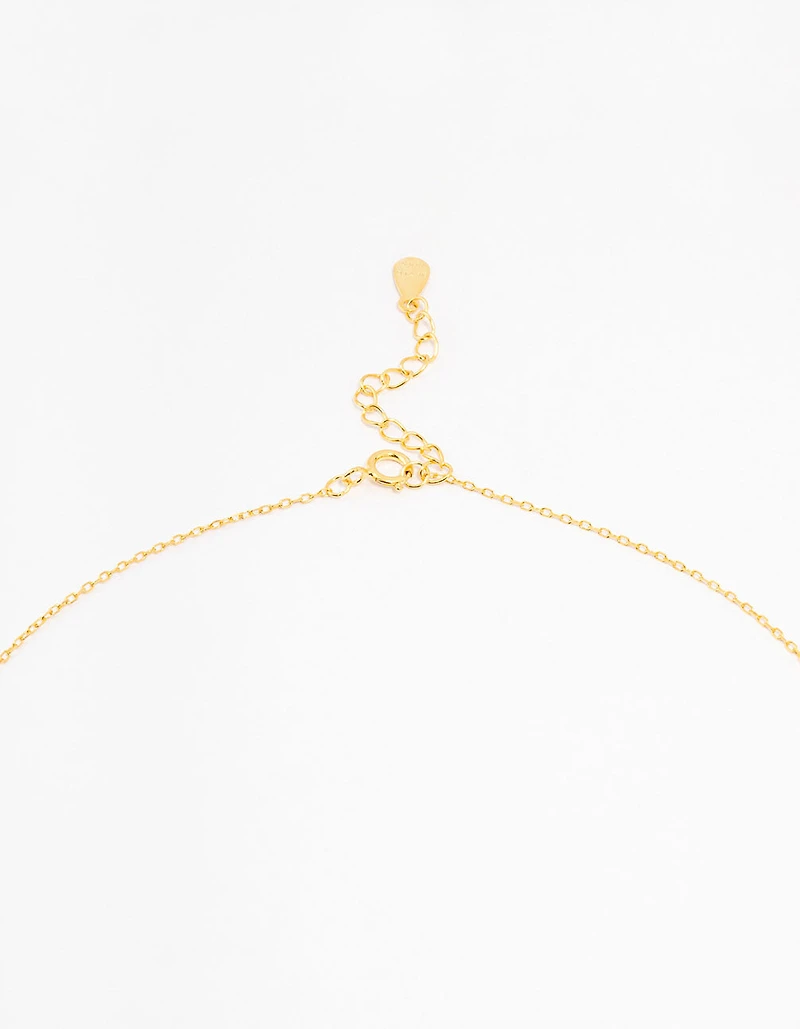Gold Plated Sterling Silver Cubic Zirconia Cross Necklace
