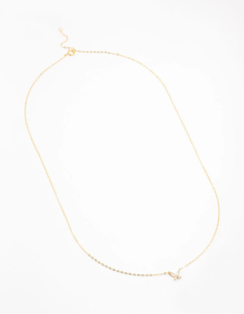 Gold Plated Sterling Silver Cubic Zirconia Mini Butterfly Necklace