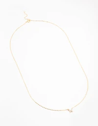Gold Plated Sterling Silver Cubic Zirconia Mini Butterfly Necklace