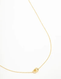 Gold Plated Sterling Silver Pave Link Extra Small Hoop Necklace