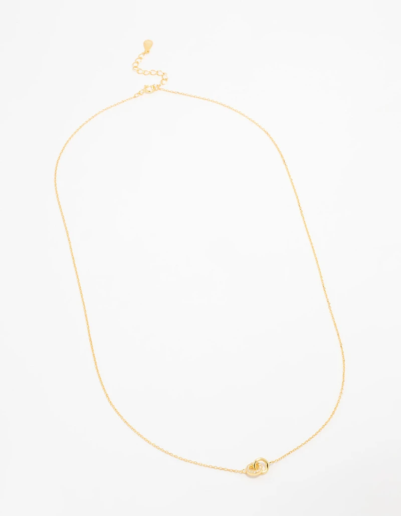 Gold Plated Sterling Silver Pave Link Extra Small Hoop Necklace