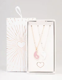Two-Toned Heart Yin & Yang Necklace Pack