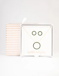 Gold Diamante Open Circle Jewellery Set