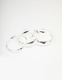 Silver Mixed Molten Bangle 3-Pack