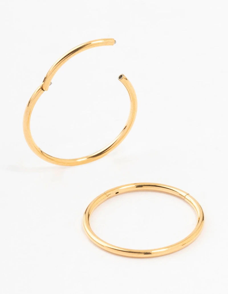 Gold Plated Surgical Steel Sleeper Earrings 14MM