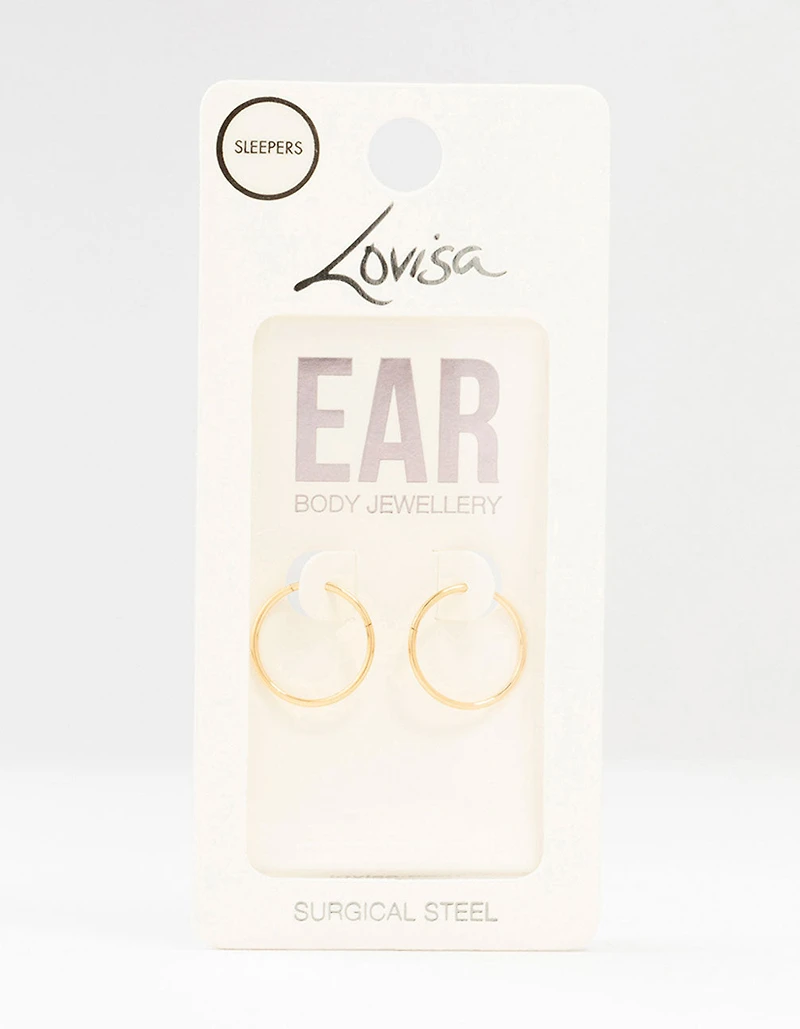 Gold Plated Surgical Steel Sleeper Earrings 14MM