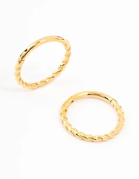 Gold Plated Surgical Steel Rope Sleeper Earrings 10 MM