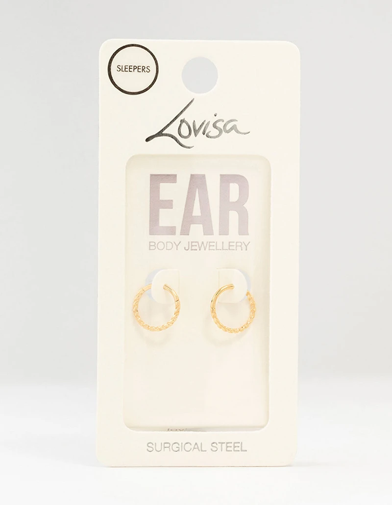 Gold Plated Surgical Steel Rope Sleeper Earrings 10 MM
