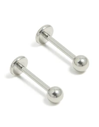 Surgical Steel Plain Ball Flat Back Earrings 2-Pack