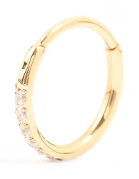 Gold Plated Surgical Steel Pave Band Clicker Ring