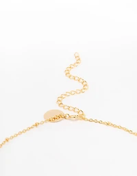 Gold Plated Cubic Zirconia Emerald Pear Dainty Station Necklace