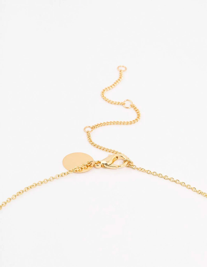 Collier de station de baguette émeraude plaqué or
