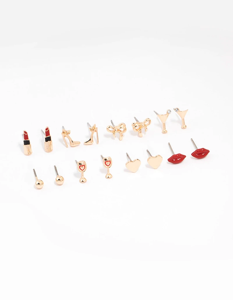 Gold Girls Night Out Earrings 8-Pack