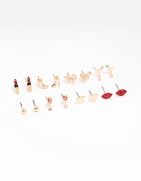 Gold Girls Night Out Earrings 8-Pack