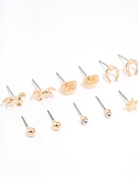 Gold Western Cowgirl Earrings 8-Pack