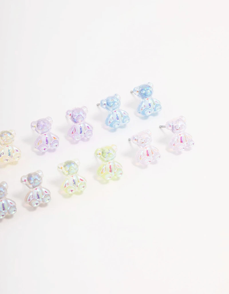 Silver Gummy Bear Earring 8-Pack