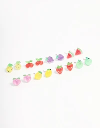 Silver Fruit Salad Earring 8-Pack