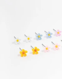 Silver Daisy Earrings 8-Pack