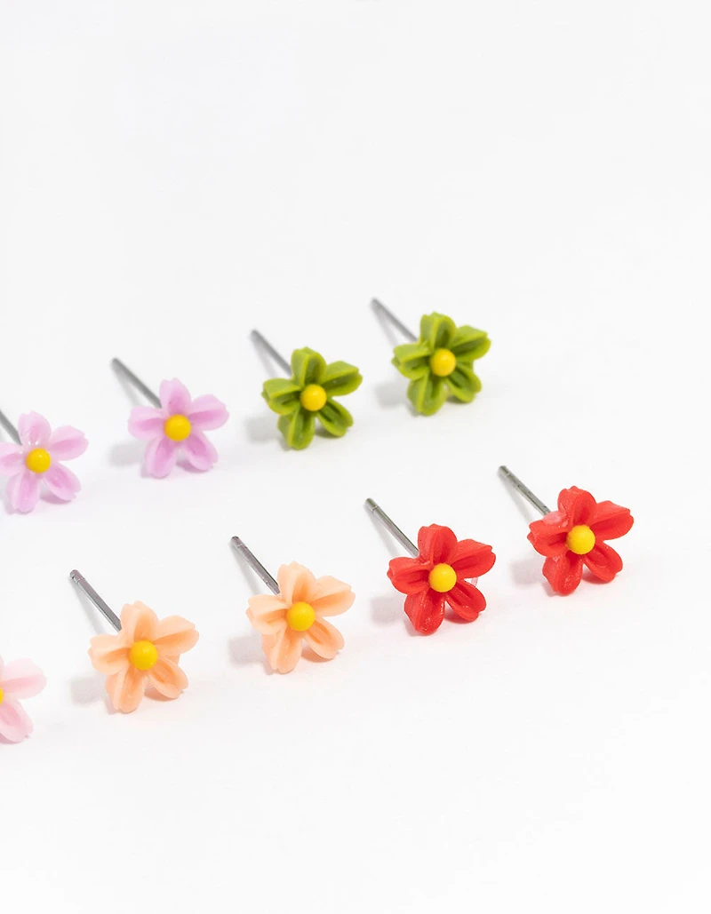 Silver Daisy Earrings 8-Pack