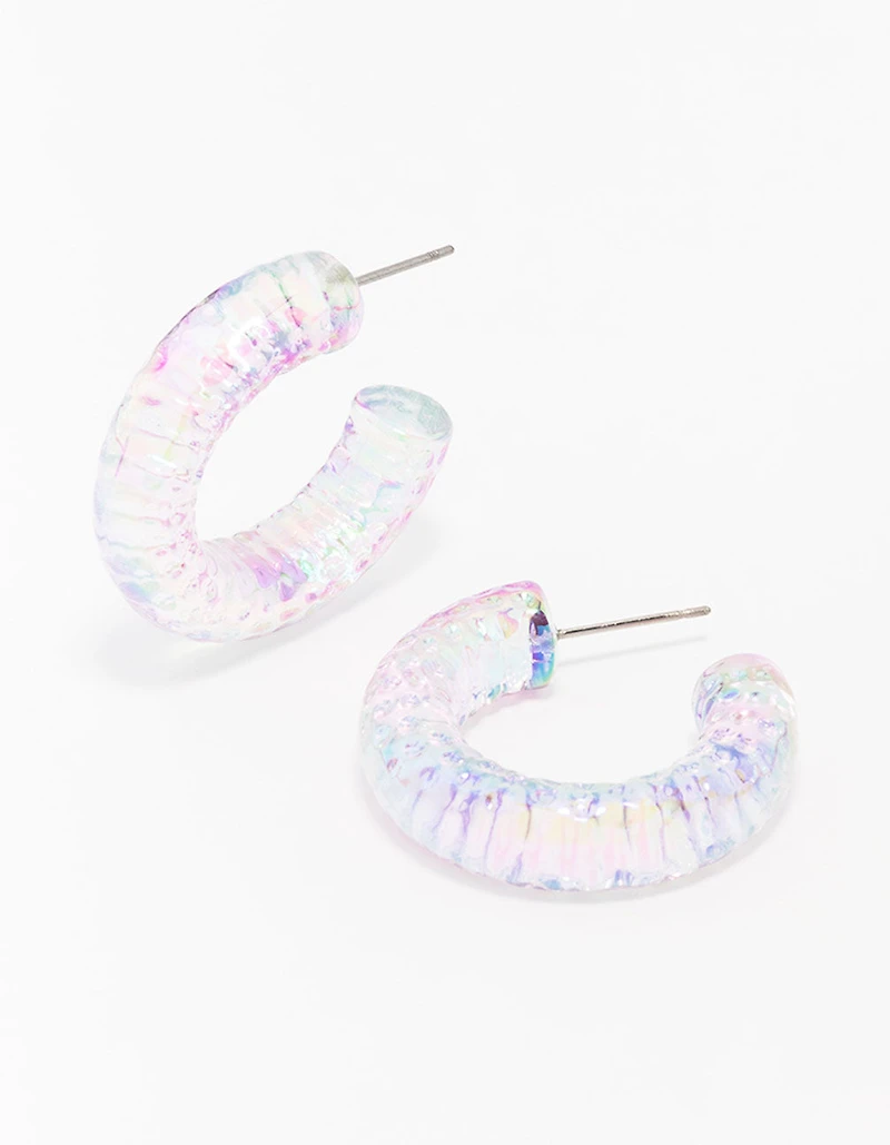 Clear Glitter Hoop Earring