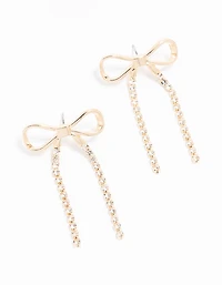 Gold Bow Cup Chain Drop Earrings