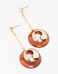 Gold Marble Doughnut Drop Earrings