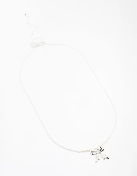 Silver Pearl Bow Necklace
